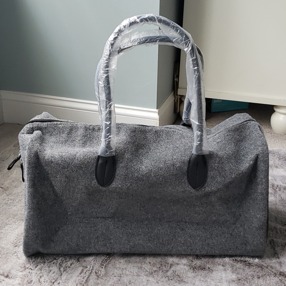 DSW Grey Felt Duffle Bag